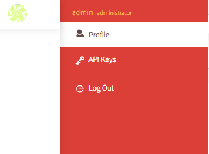 User menu with Profile, API Keys, and Logout items.